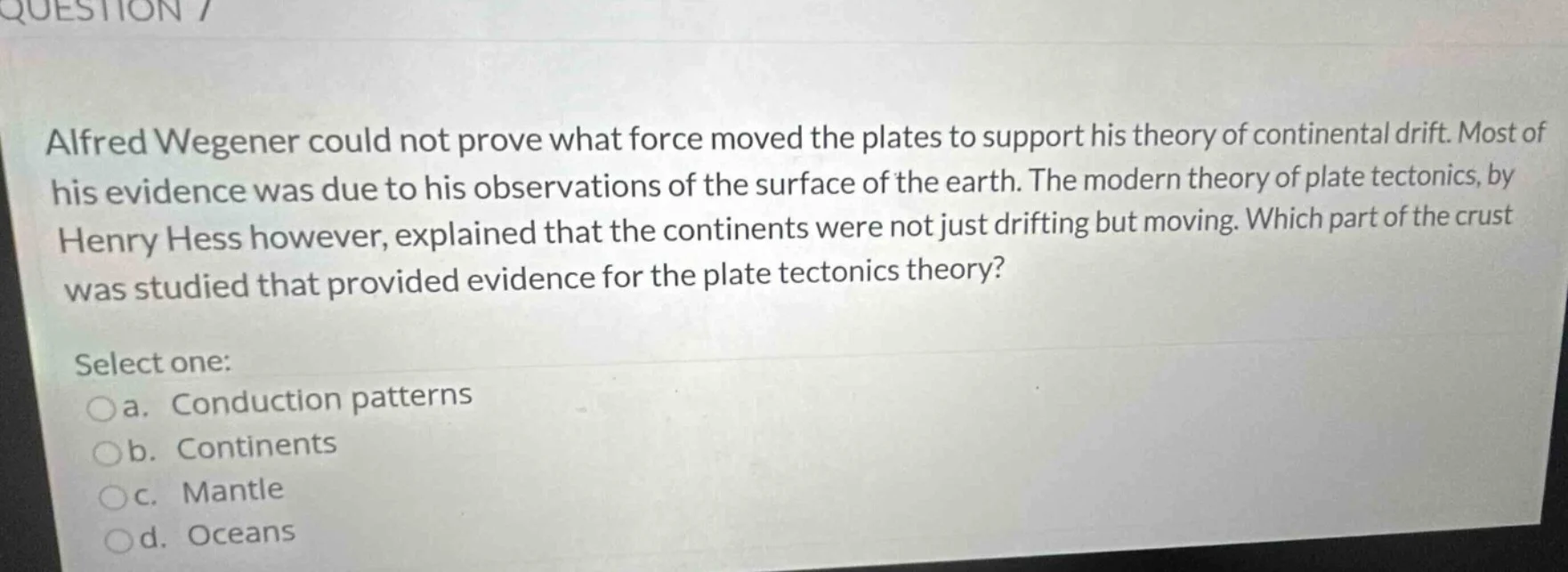 alfred wegener could not prove what force moved the plates to support h…