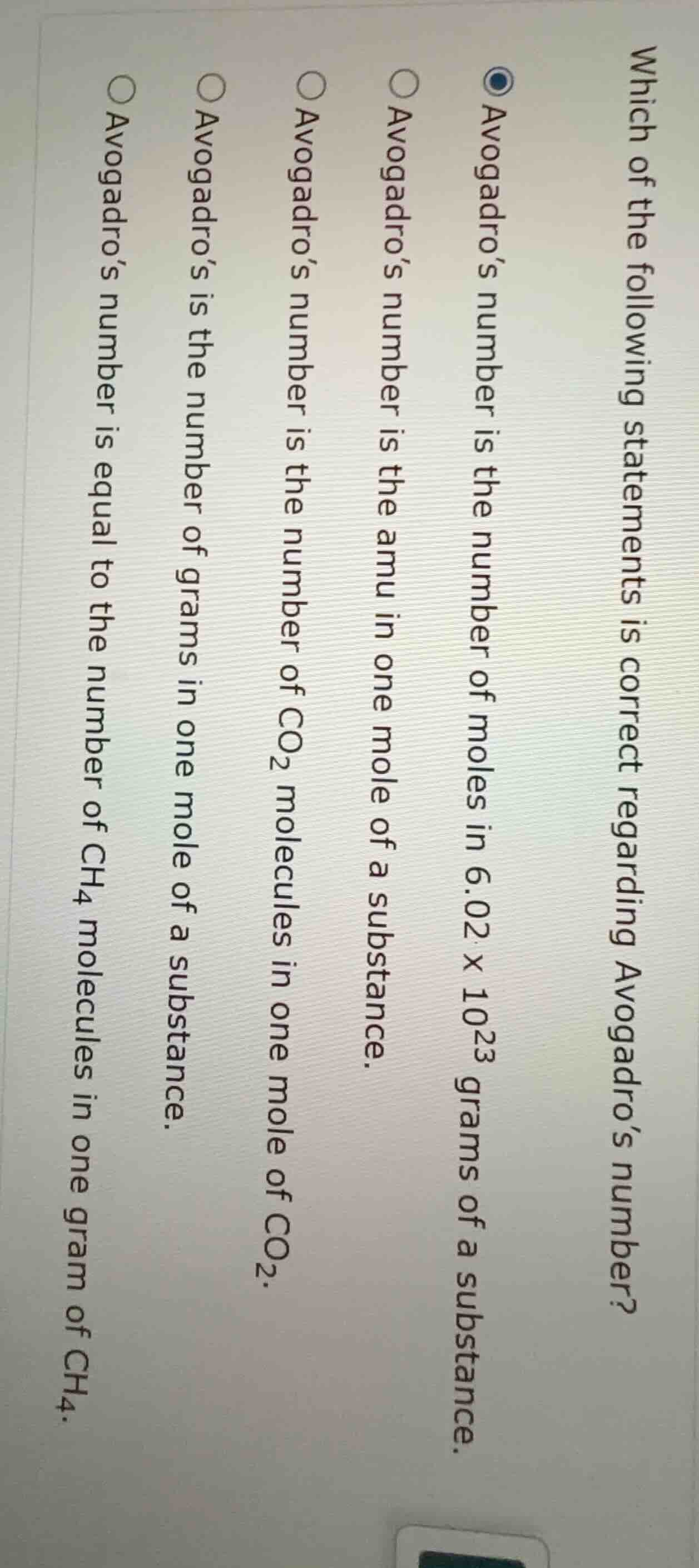 which of the following statements is correct regarding avogadro’s numbe…