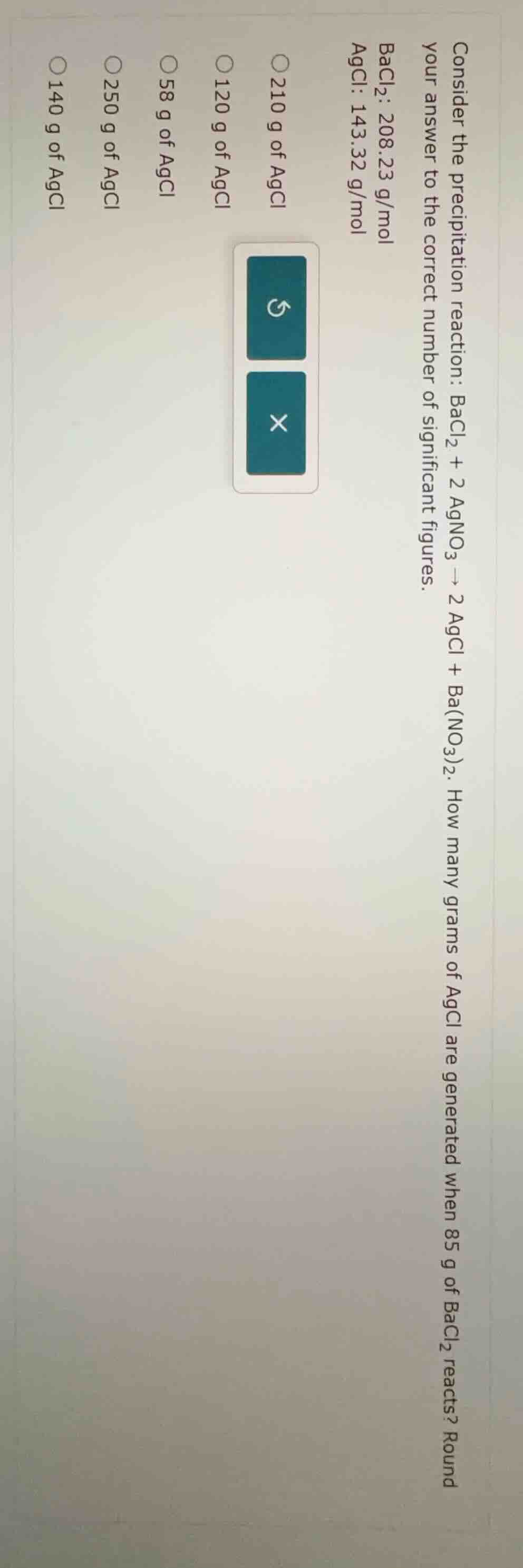 consider the precipitation reaction: bacl₂ + 2 agno₃ → 2 agcl + ba(no₃)…