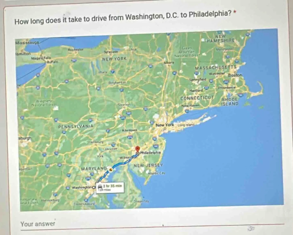 how long does it take to drive from washington, d.c. to philadelphia? y…