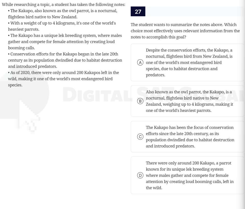 while researching a topic, a student has taken the following notes: - t…