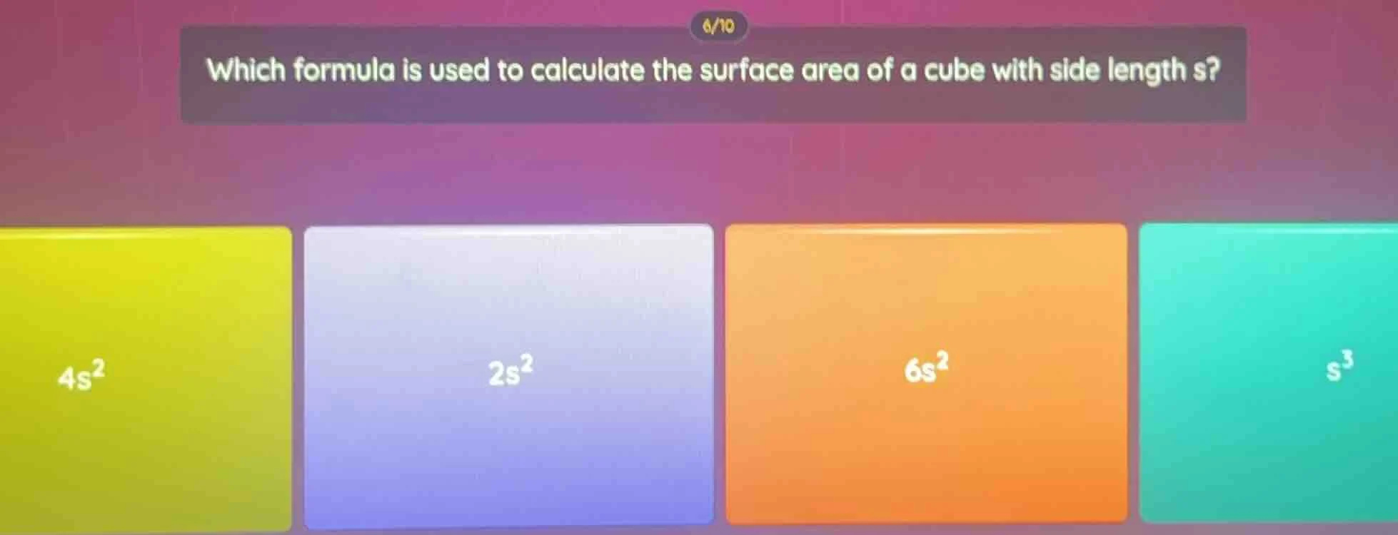 which formula is used to calculate the surface area of a cube with side…