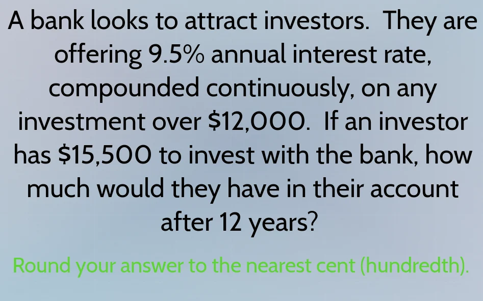 a bank looks to attract investors. they are offering 9.5% annual intere…