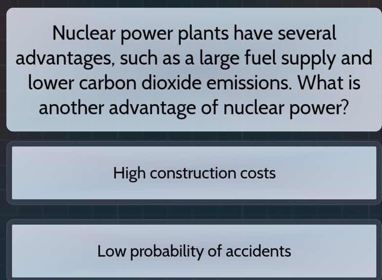 nuclear power plants have several advantages, such as a large fuel supp…
