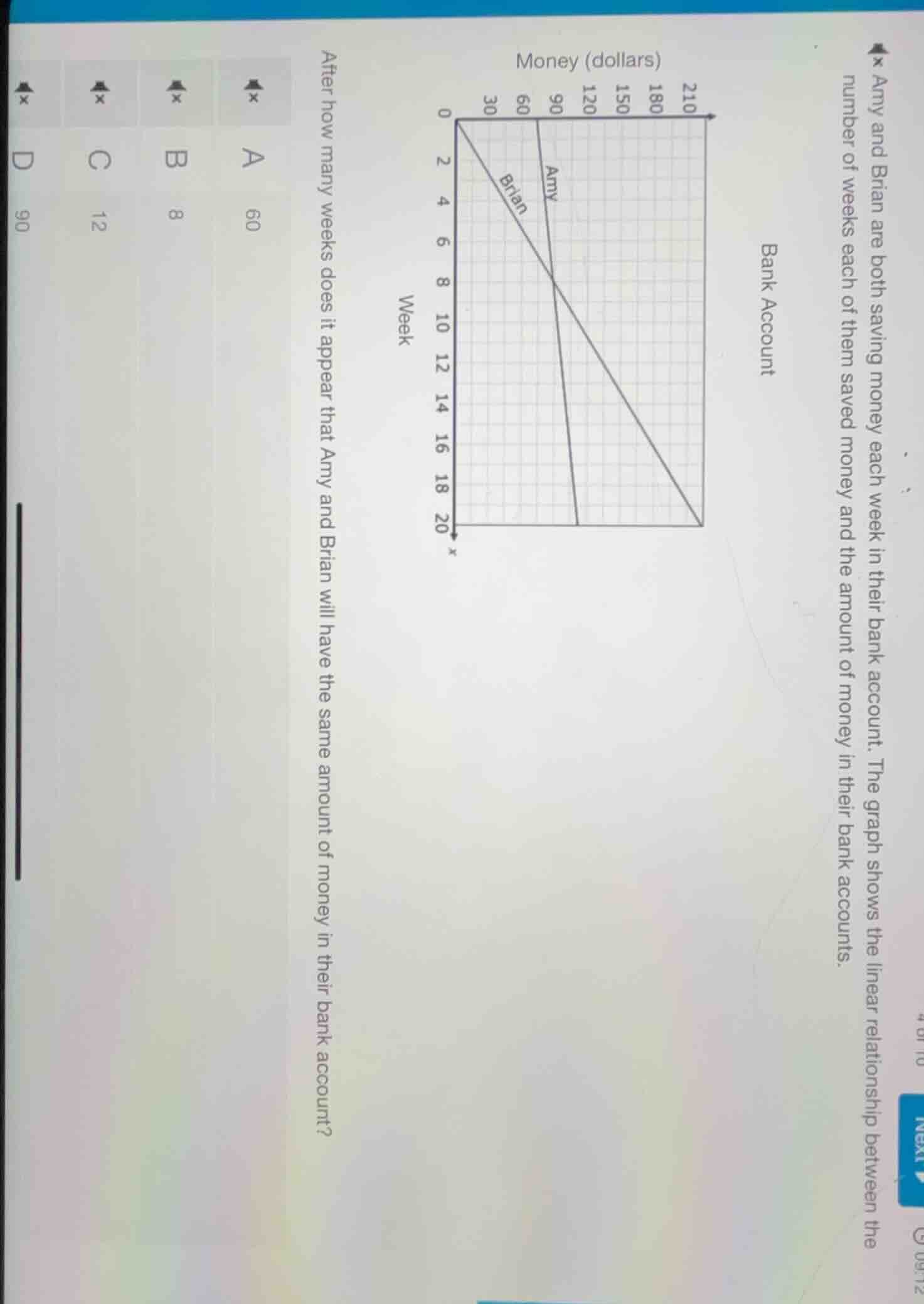 amy and brian are both saving money each week in their bank account. th…