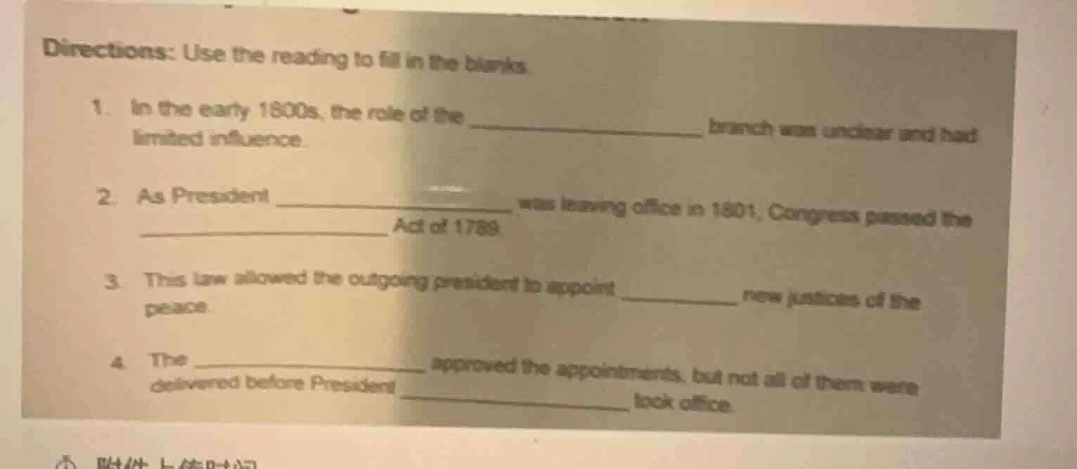 directions: use the reading to fill in the blanks. 1. in the early 1800…