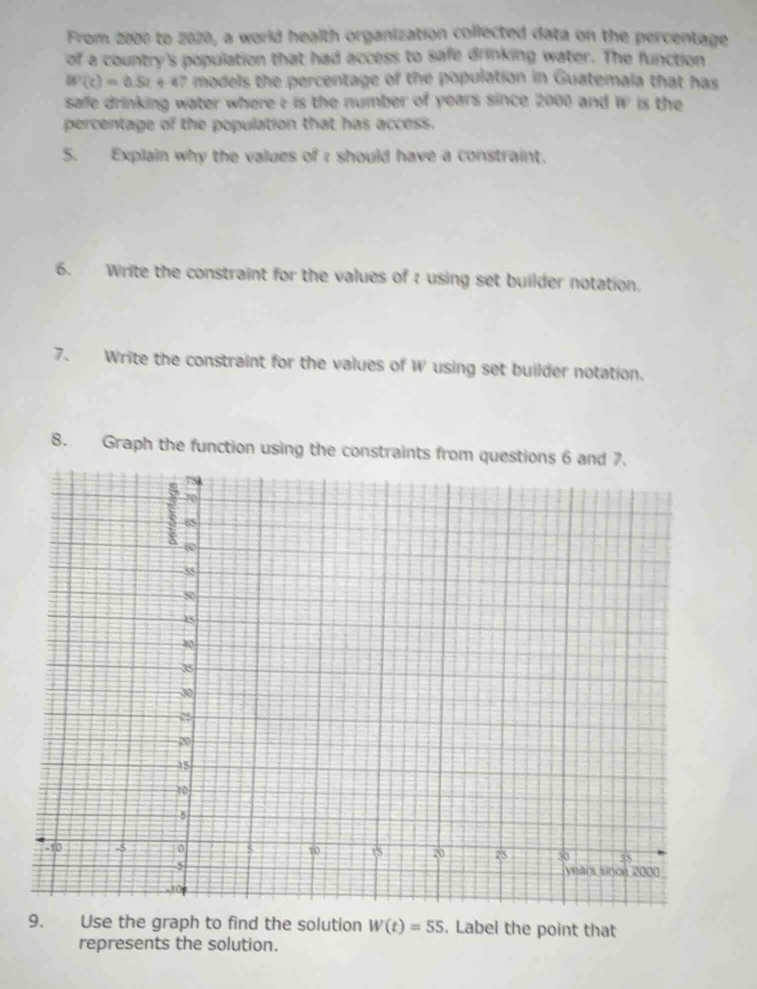 from 2000 to 2020, a world health organization collected data on the pe…