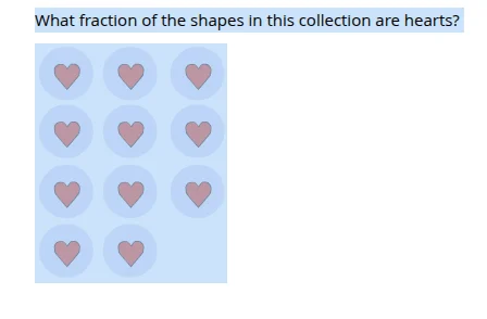 what fraction of the shapes in this collection are hearts?