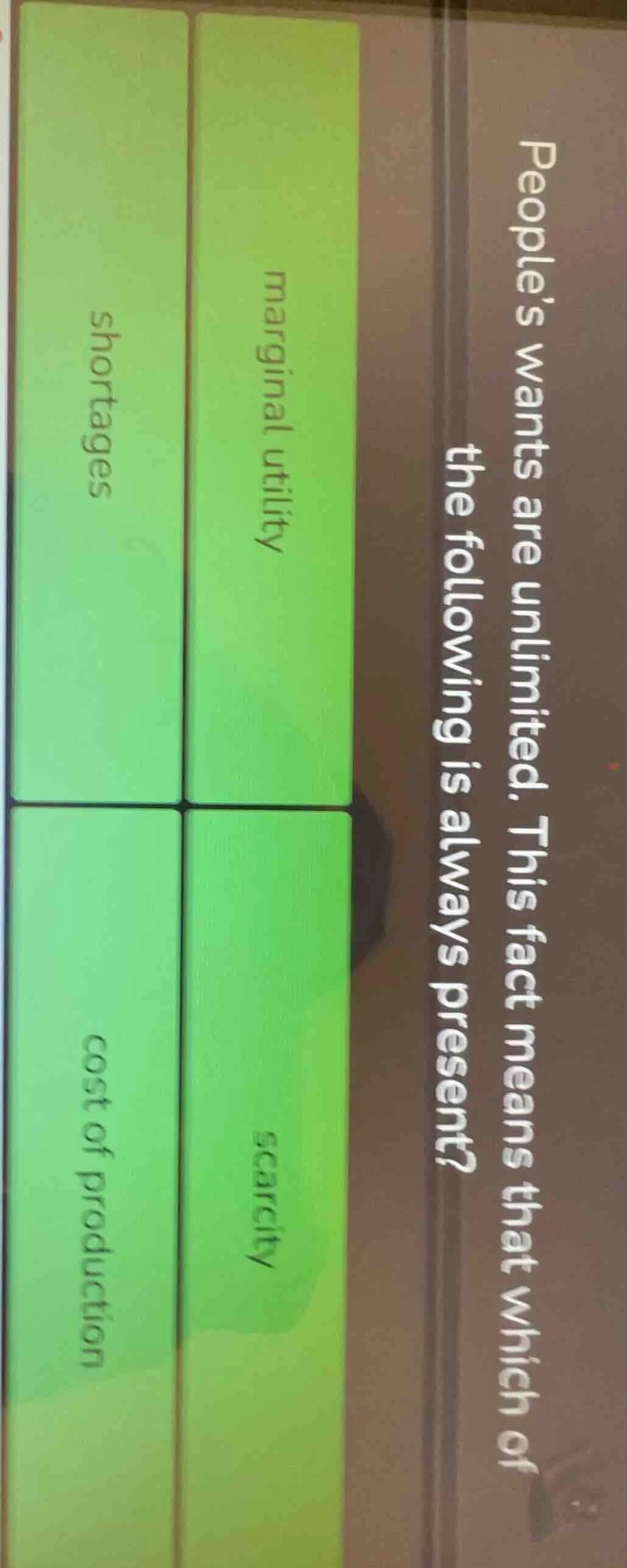 peoples wants are unlimited. this fact means that which of the followin…