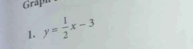 graph 1. $y = \\frac{1}{2}x - 3$