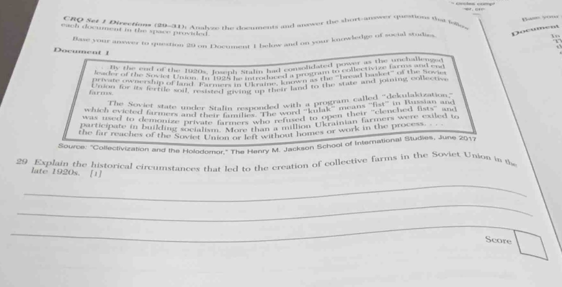crq set 1 directions (29–31): analyze the documents and answer the shor…