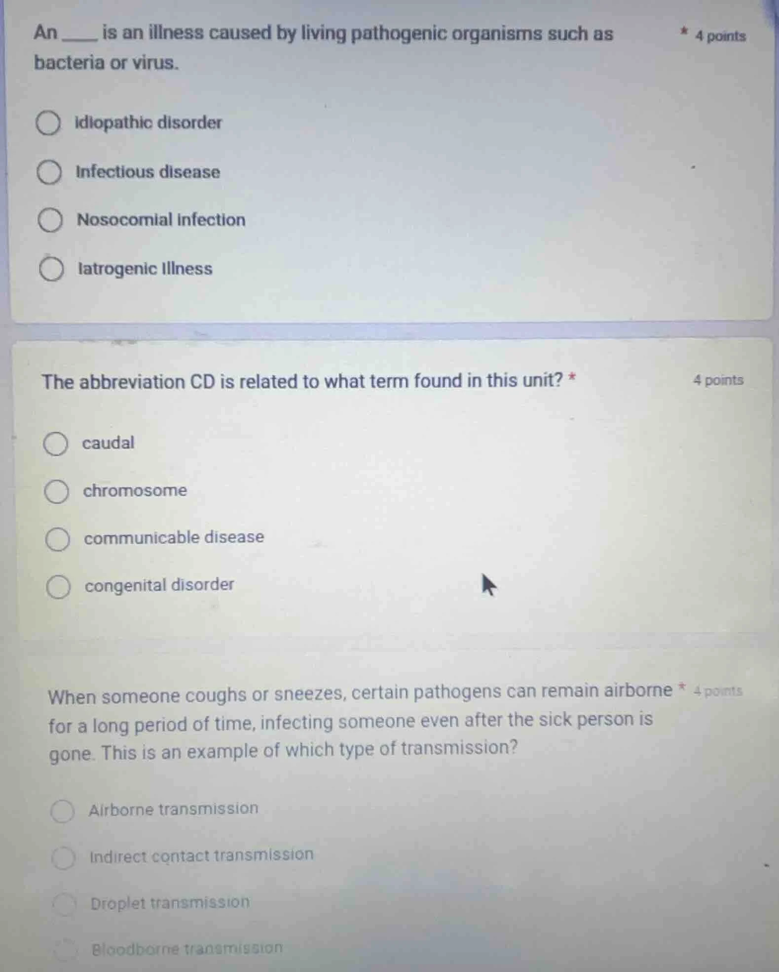 an ____ is an illness caused by living pathogenic organisms such as bac…