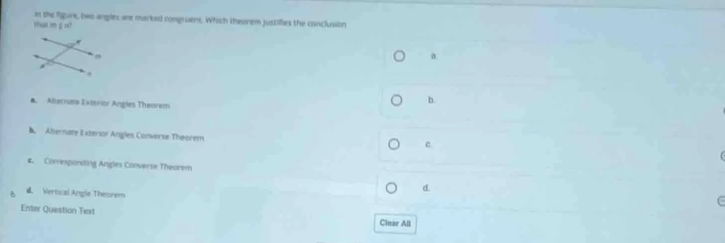 in the figure, two angles are marked congruent. which theorem justifies…