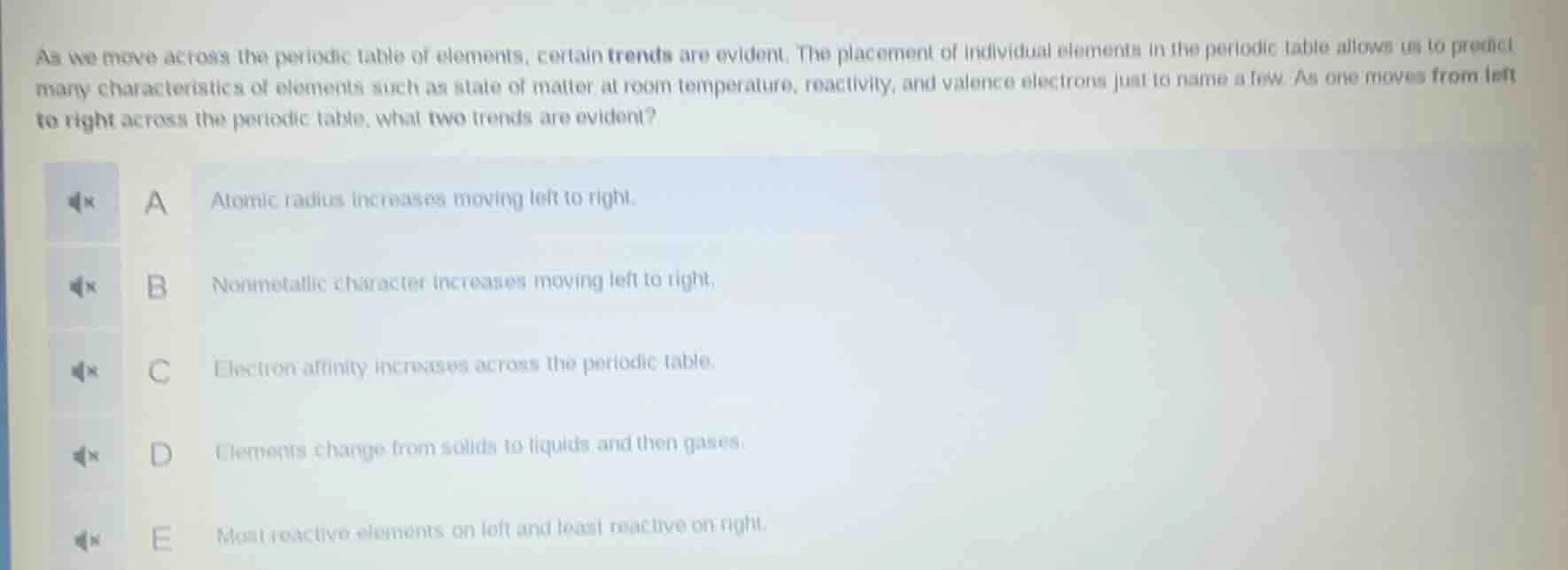 as we move across the periodic table of elements, certain trends are ev…