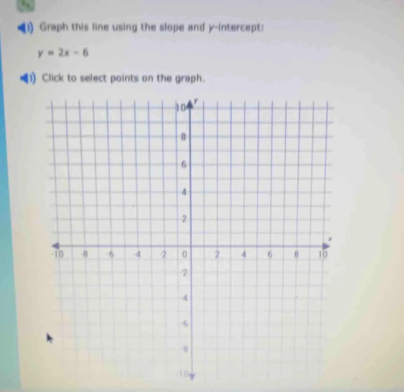 1) graph this line using the slope and y-intercept: $y = 2x - 6$ 2) cli…