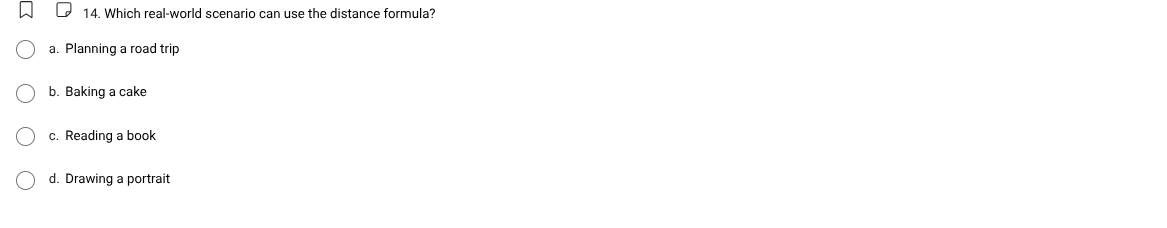 14. which real - world scenario can use the distance formula? a. planni…