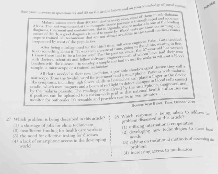 base your answers to questions 27 and 28 on the article below and on yo…