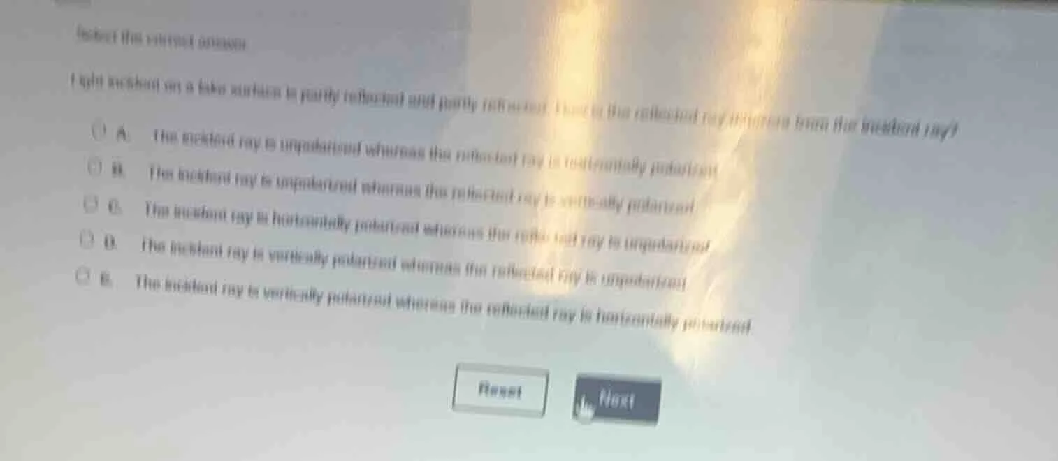 select the correct option light incident on a thin surface is partly re…