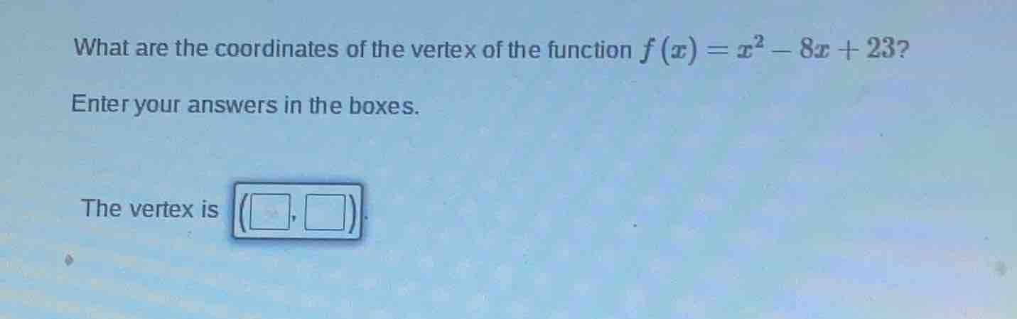 what are the coordinates of the vertex of the function $f(x)=x^2 - 8x +…