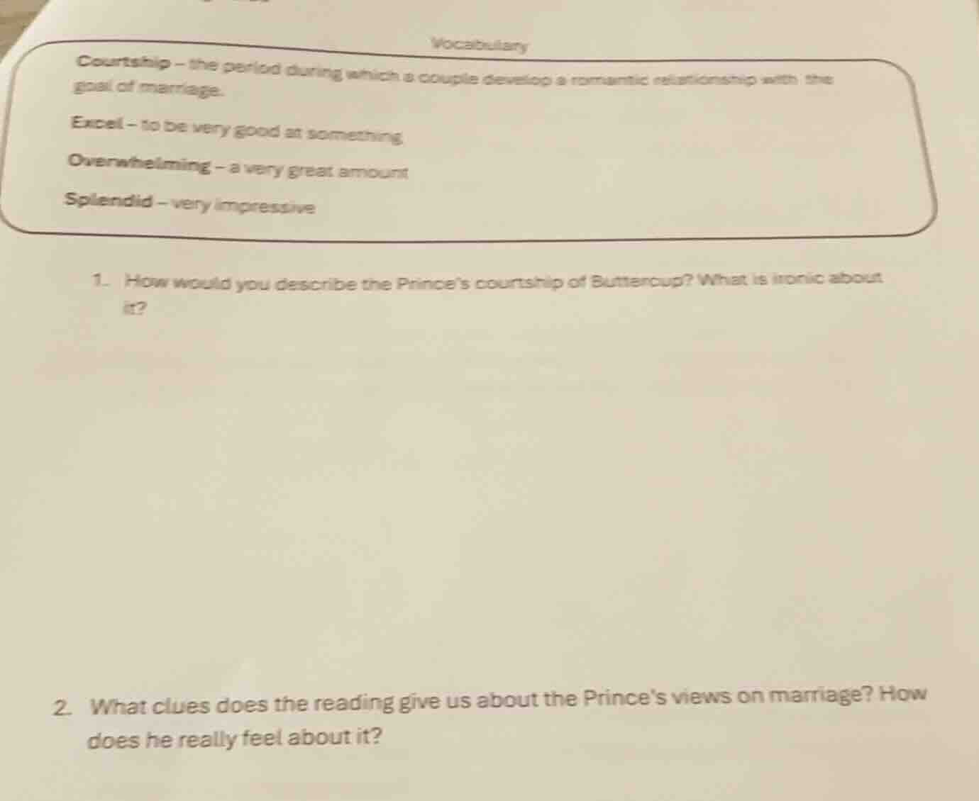 vocabulary courtship – the period during which a couple develop a roman…