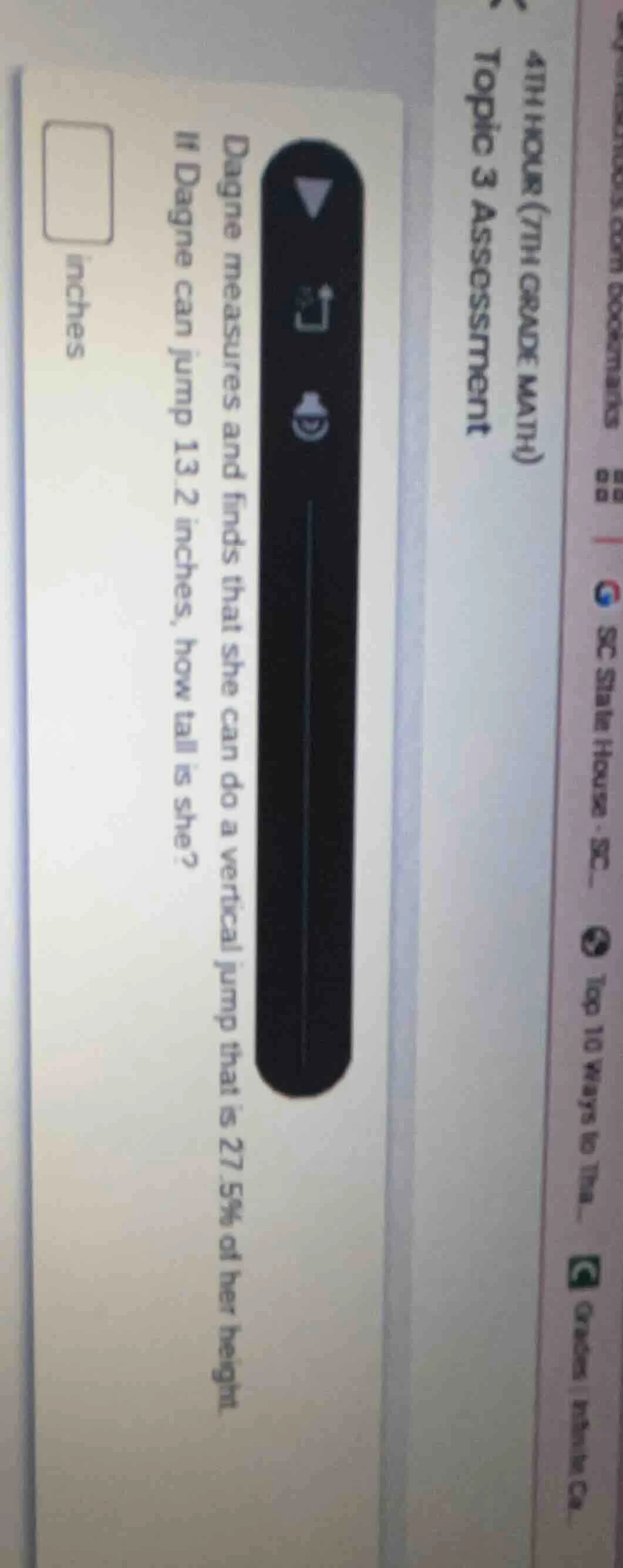 dagne measures and finds that she can do a vertical jump that is 27.5% …