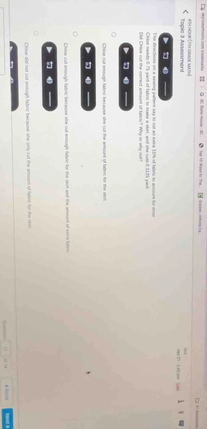 the directions on a sewing pattern say to cut an extra 15% of fabric to…