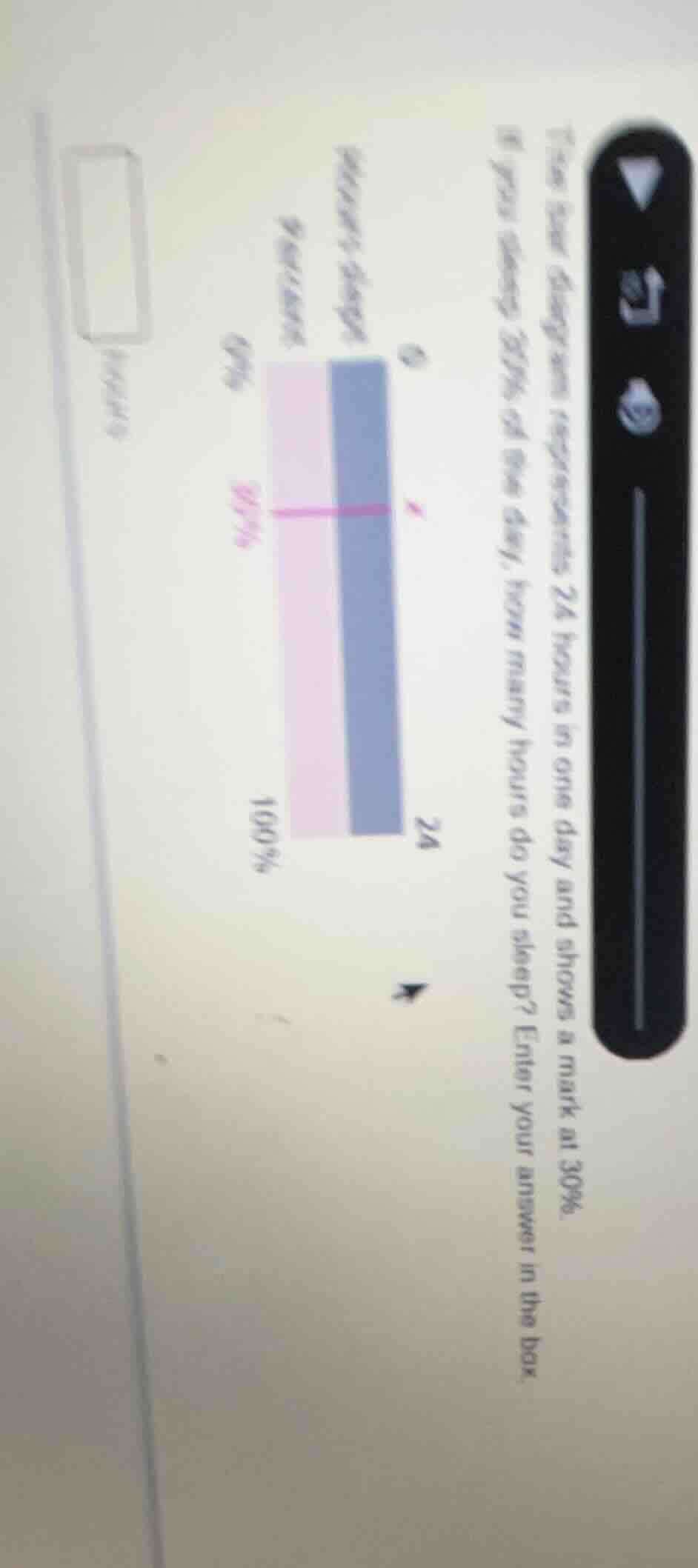 the bar chart represents 24 hours in one day and shows a mark at 30%. i…