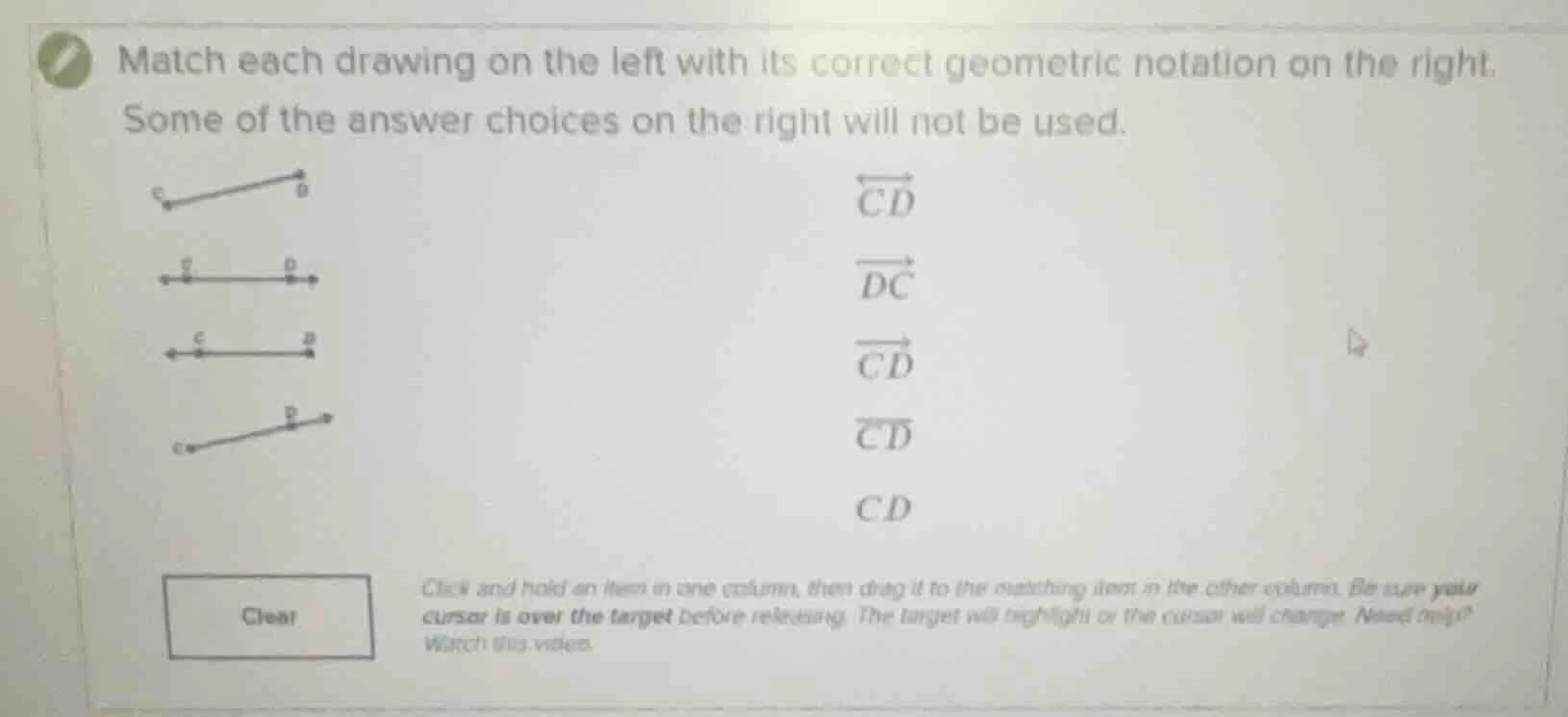 match each drawing on the left with its correct geometric notation on t…