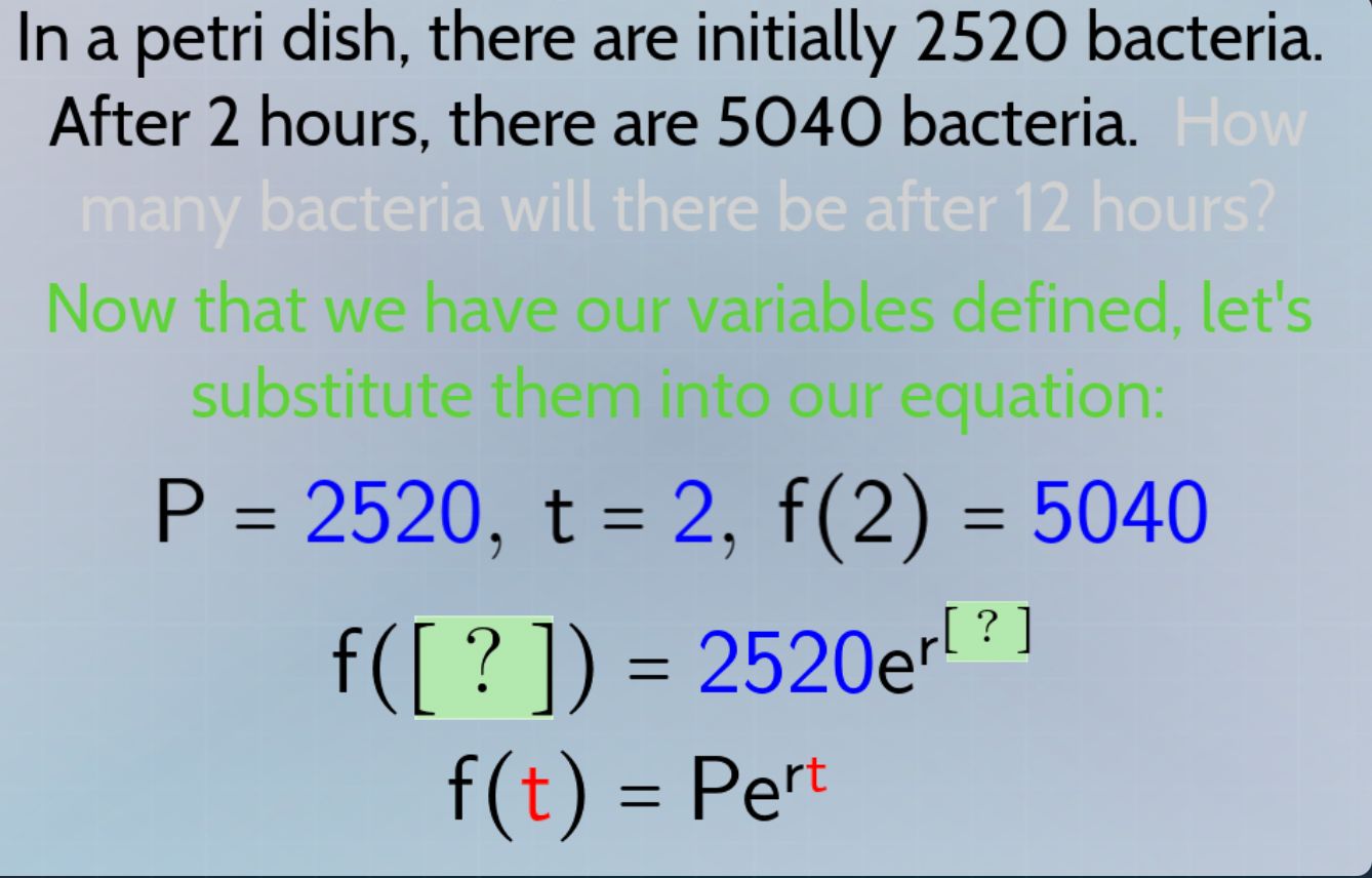 in a petri dish, there are initially 2520 bacteria. after 2 hours, ther…
