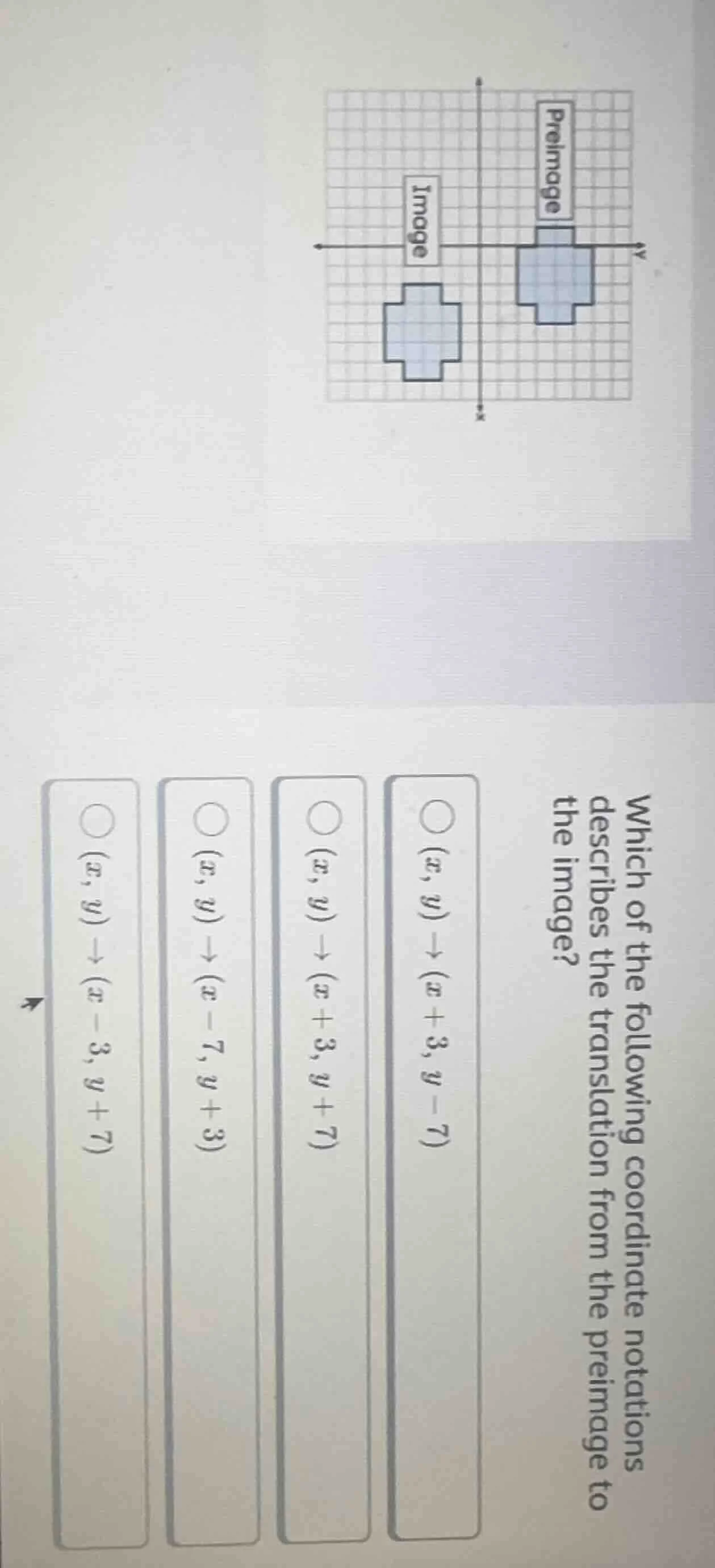 which of the following coordinate notations describes the translation f…