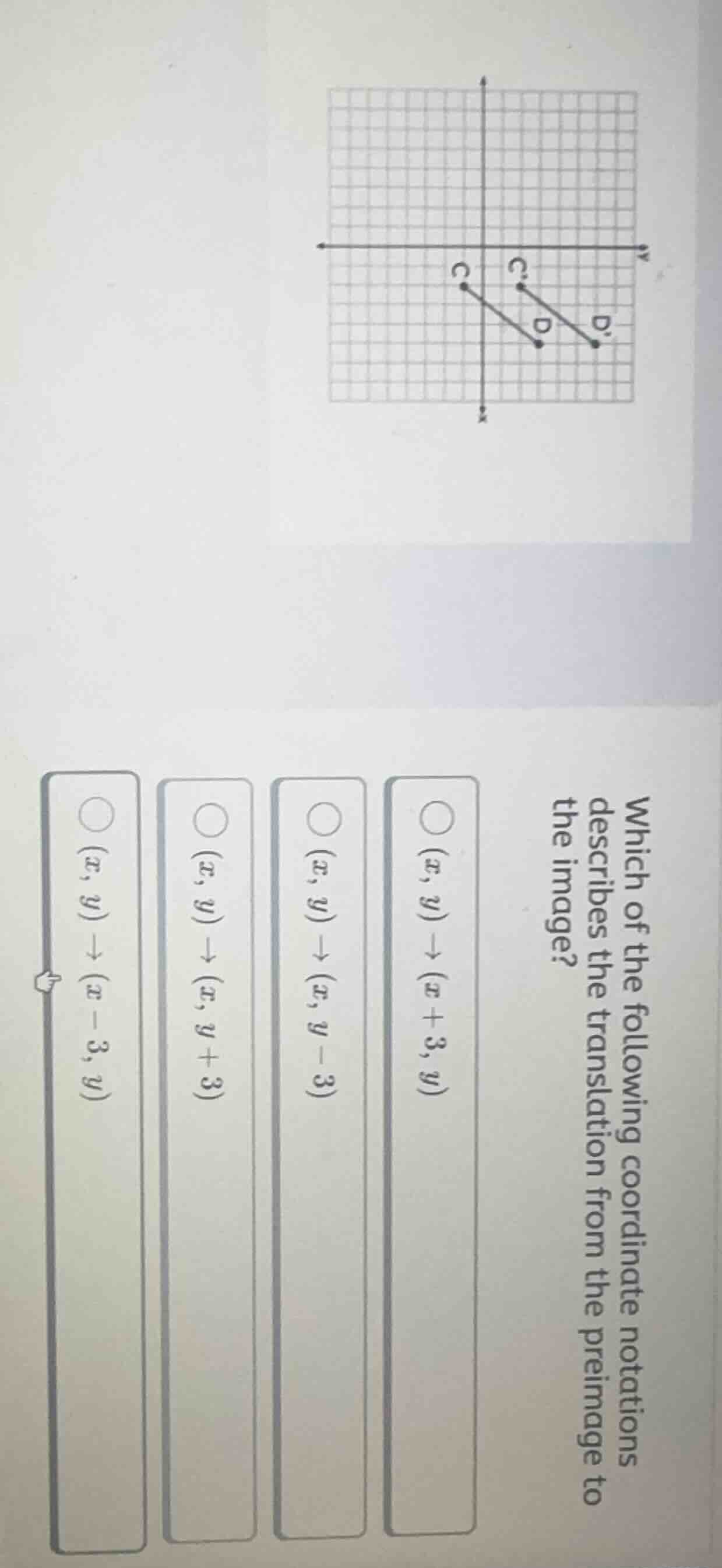 which of the following coordinate notations describes the translation f…