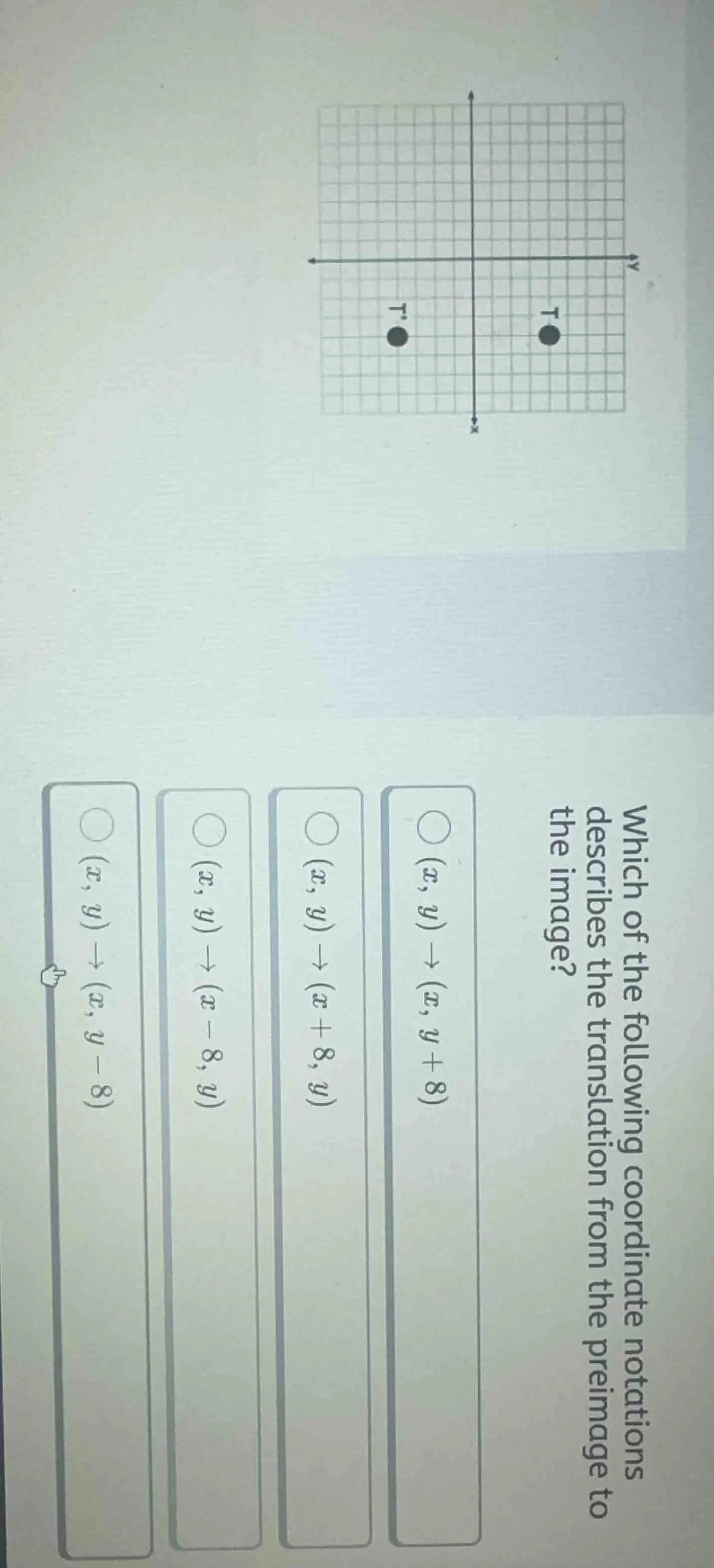 which of the following coordinate notations describes the translation f…