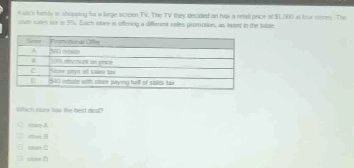 kais family is shopping for a large - screen tv. the tv they decided on…