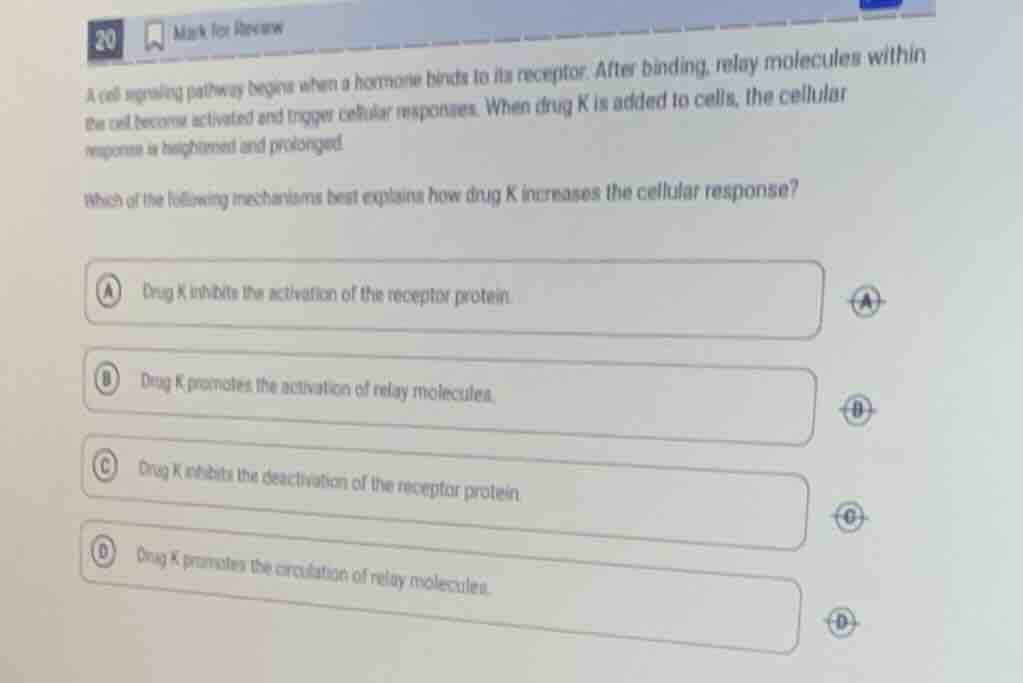 20 mark for review a cell signaling pathway begins when a hormone binds…