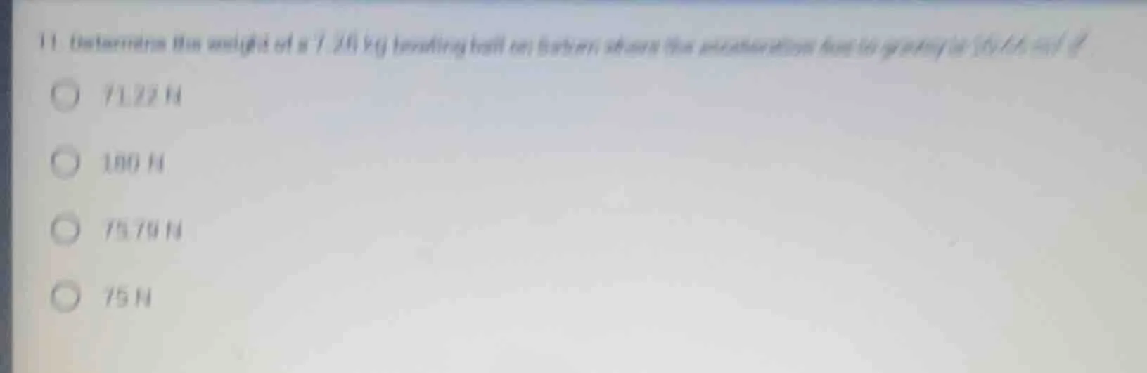 11. determine the weight of a 7.20 kg bowling ball on earth where the a…