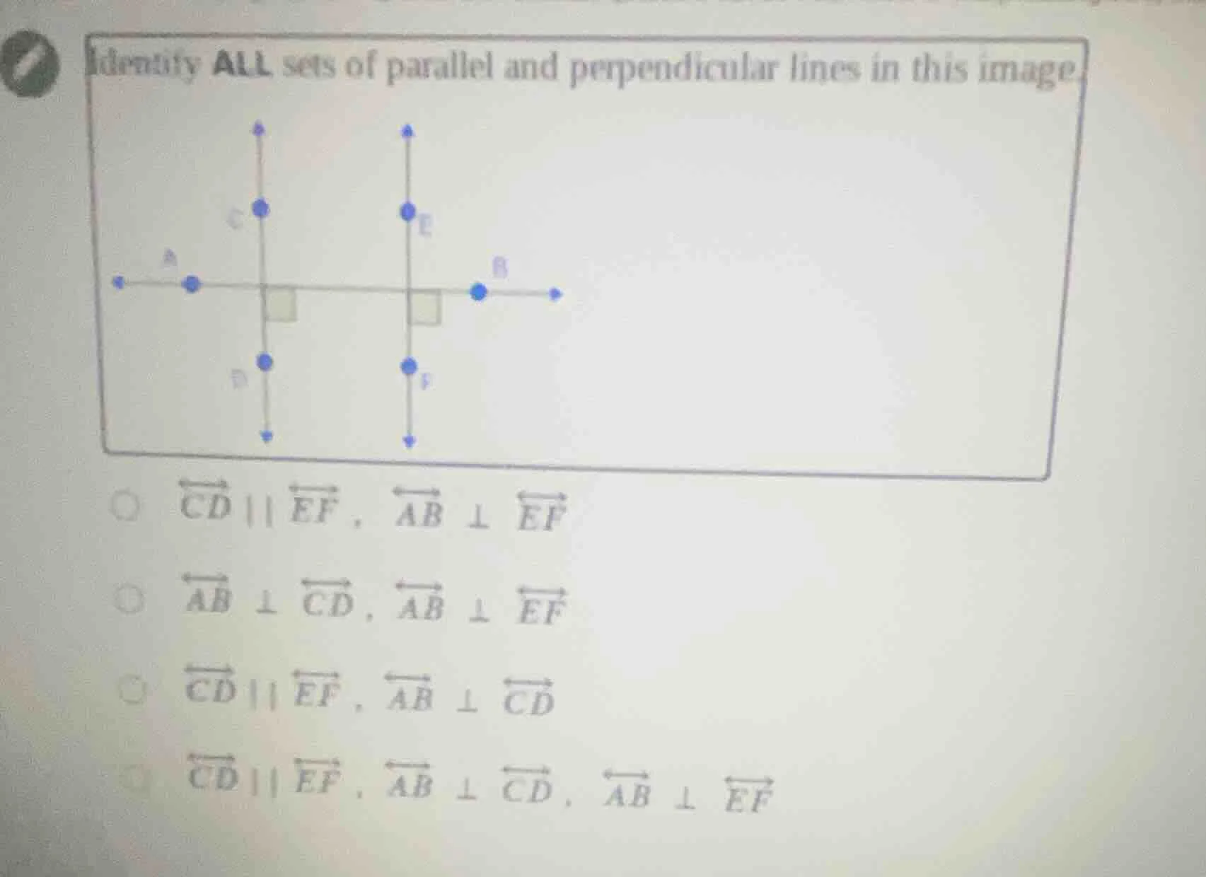 identify all sets of parallel and perpendicular lines in this image. op…