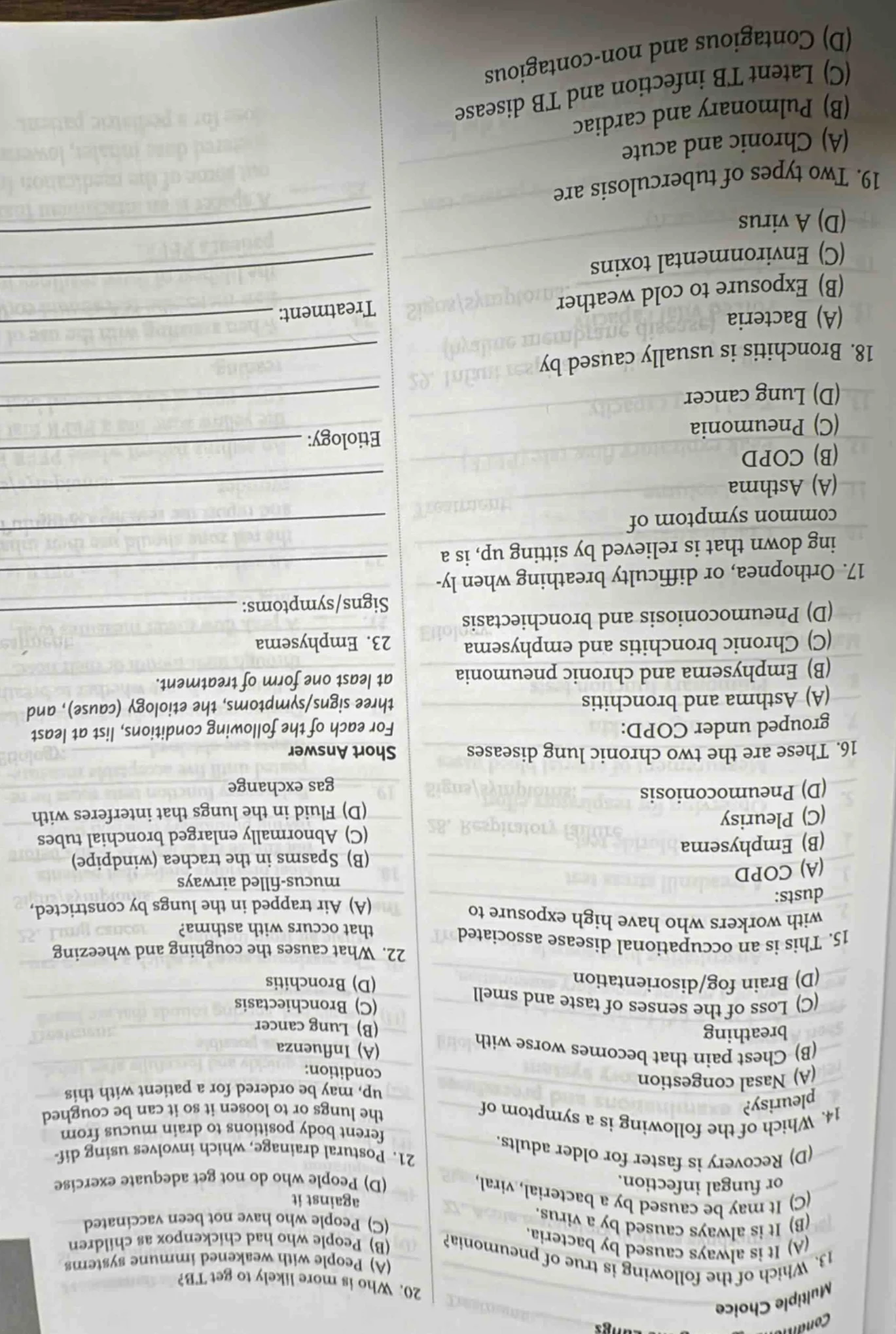 multiple choice 13. which of the following is true of pneumonia? (a) it…