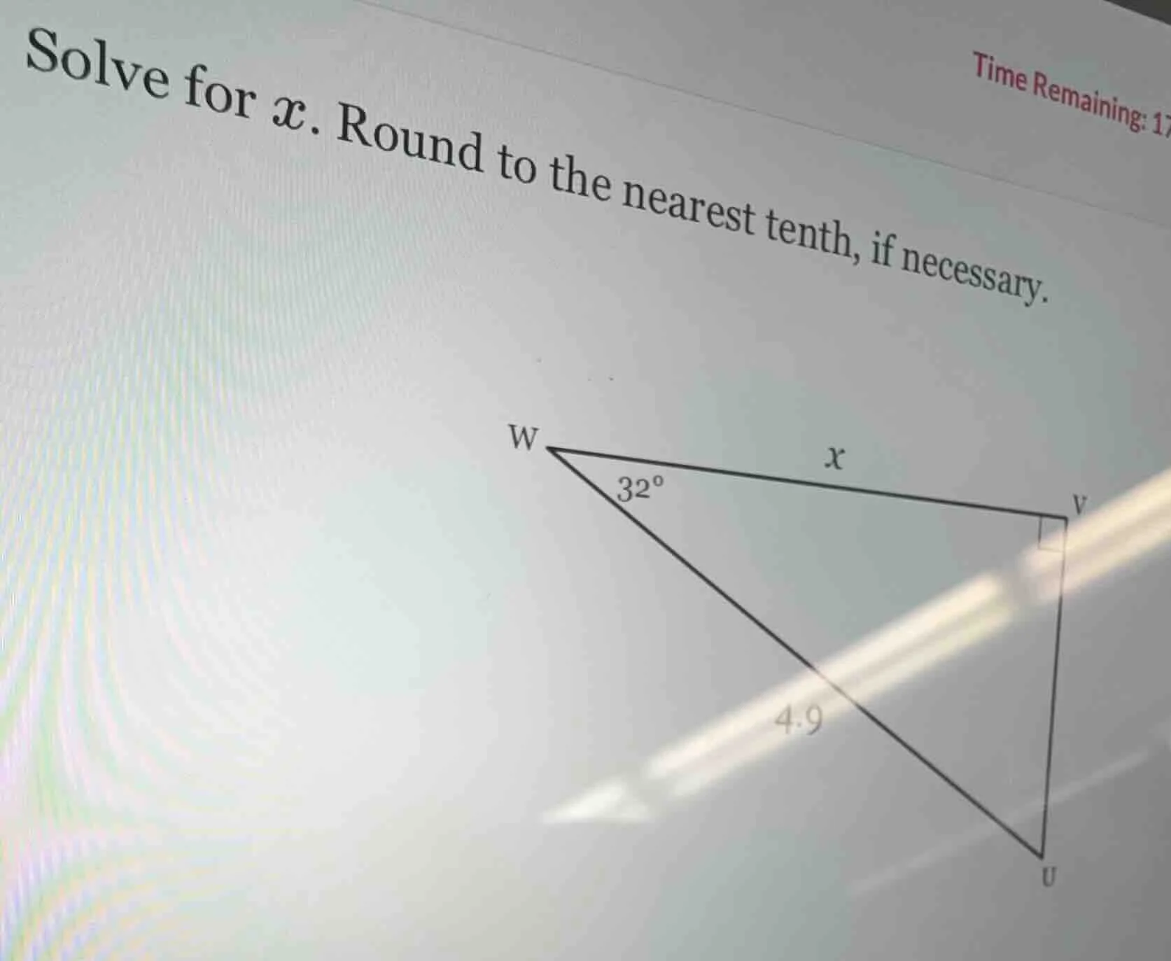 solve for ( x ). round to the nearest tenth, if necessary.