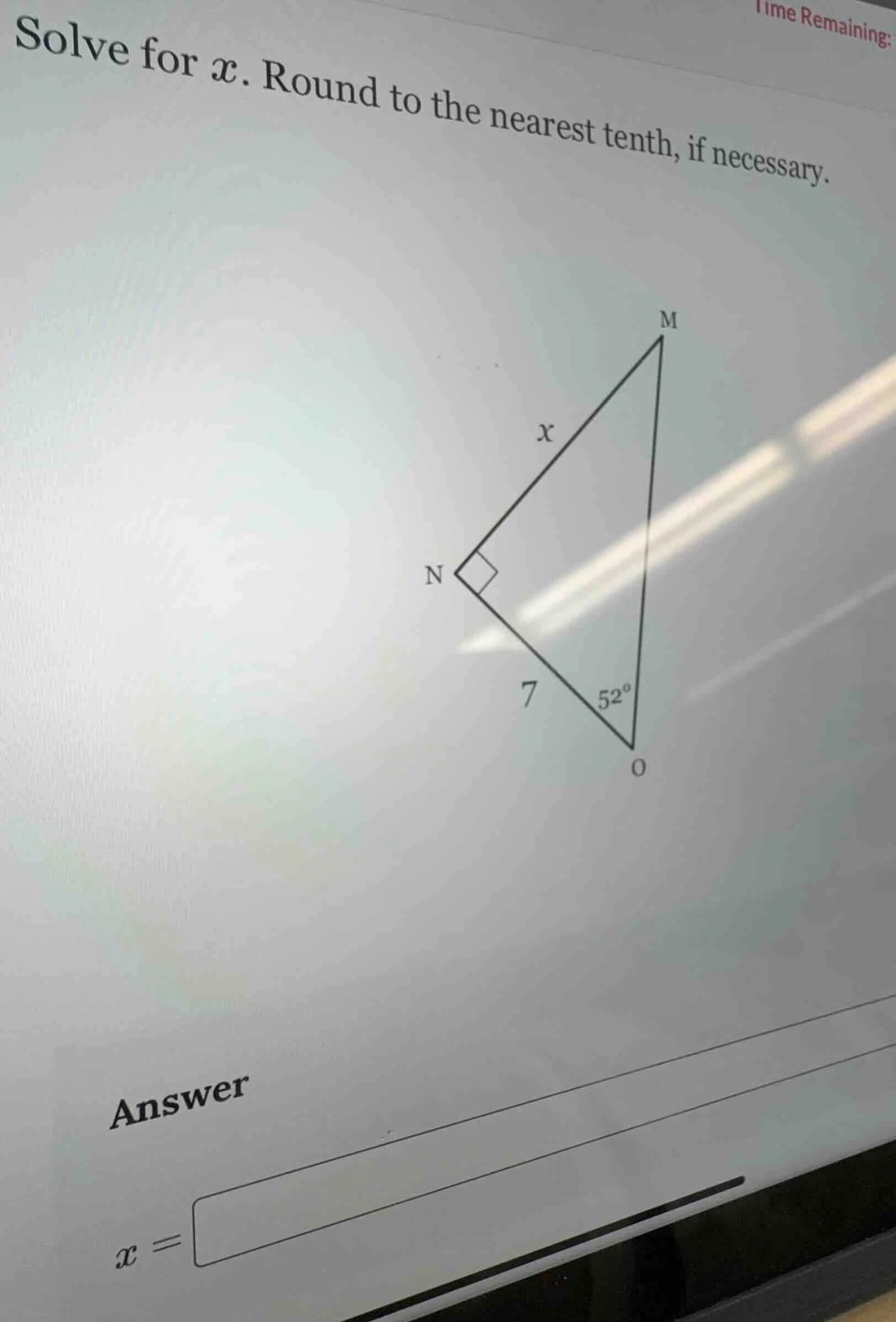 solve for ( x ). round to the nearest tenth, if necessary. (there is a …