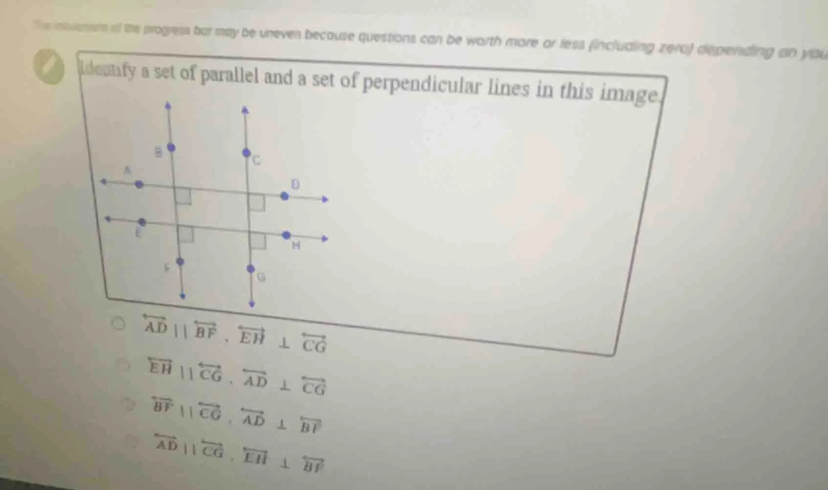 identify a set of parallel and a set of perpendicular lines in this ima…