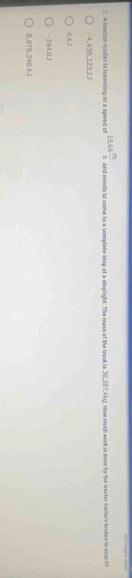 7. a tractor - trailer is traveling at a speed of \\(\frac{15.64mathrm{…