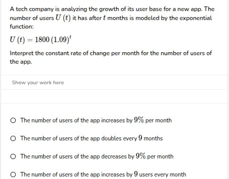 a tech company is analyzing the growth of its user base for a new app. …