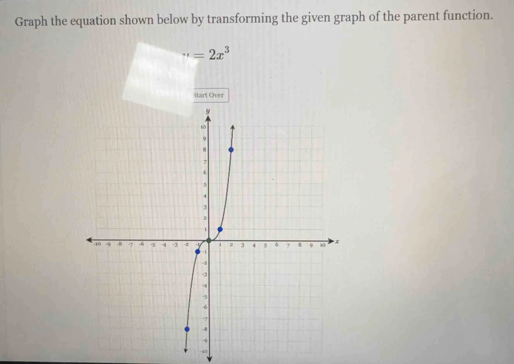graph the equation shown below by transforming the given graph of the p…