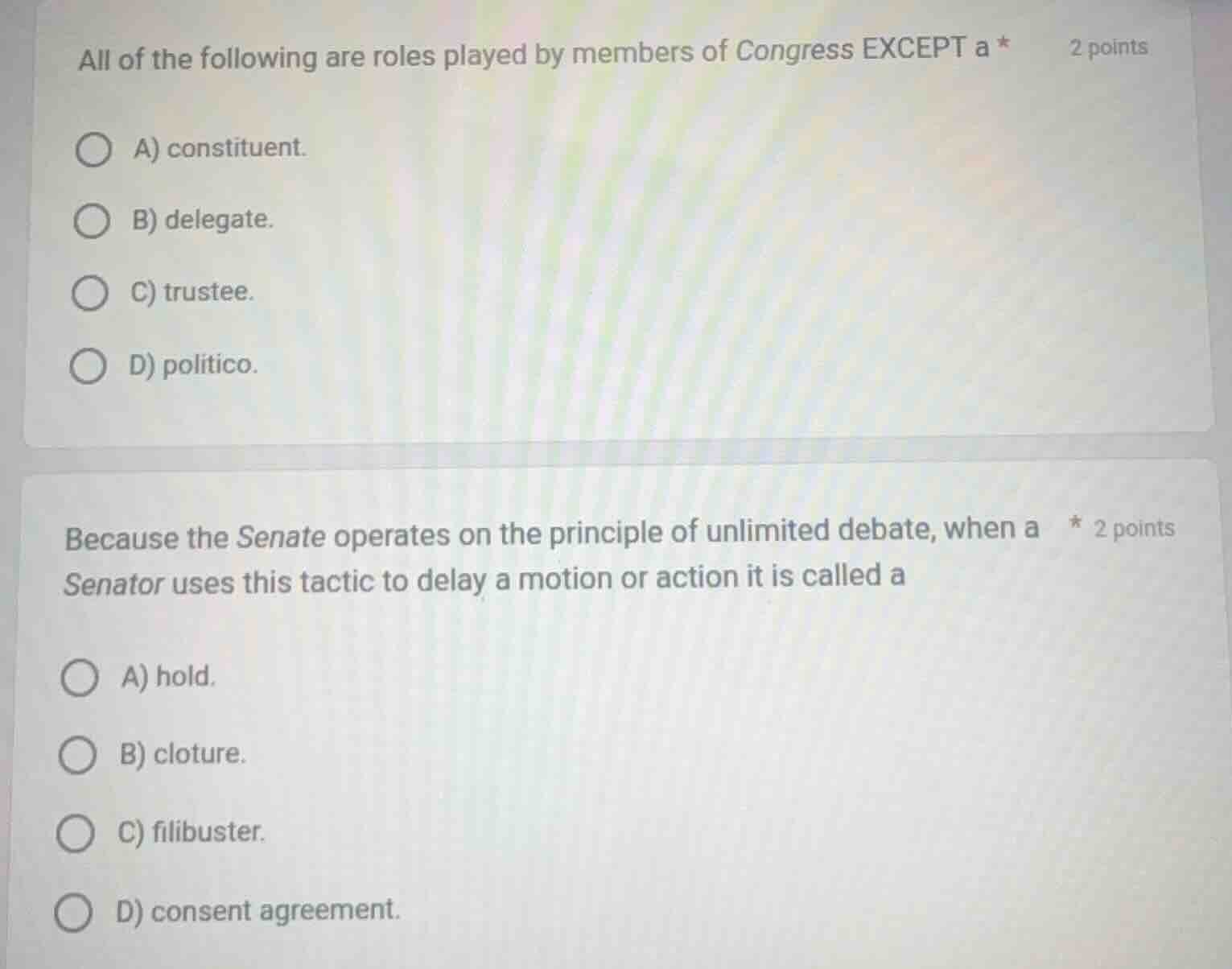 all of the following are roles played by members of congress except a *…