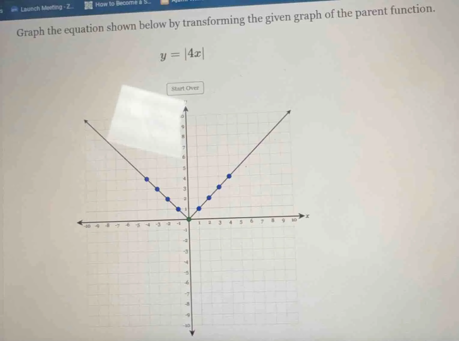 graph the equation shown below by transforming the given graph of the p…