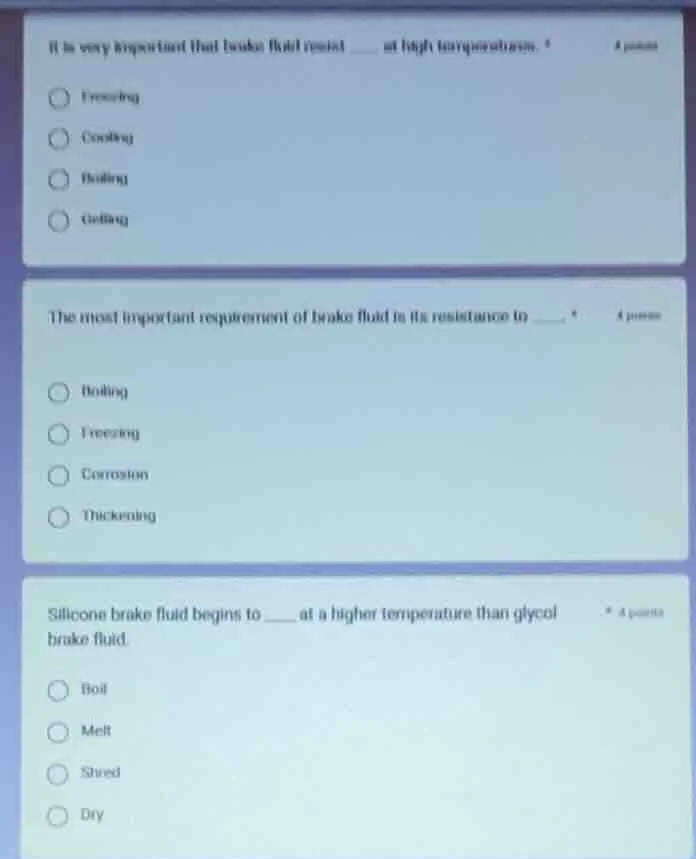 it is very important that brake fluid resist ____ at high temperatures.…
