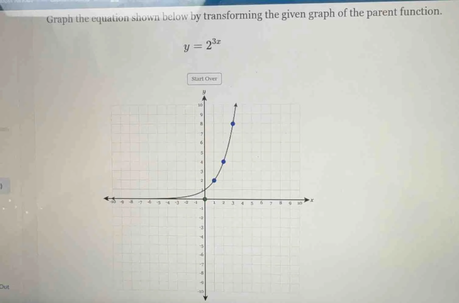 graph the equation shown below by transforming the given graph of the p…