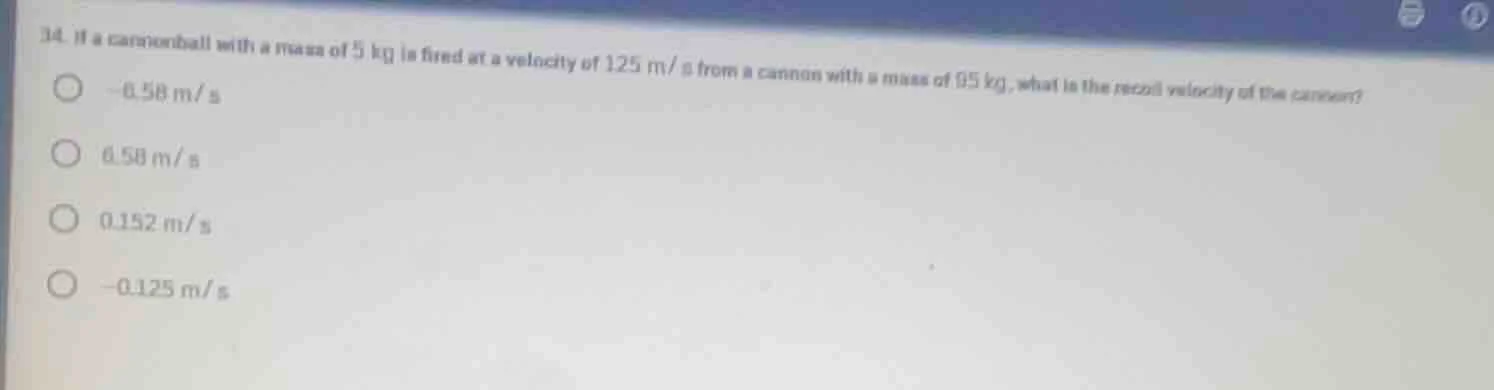 14. if a cannonball with a mass of 5 kg is fired at a velocity of 125 m…