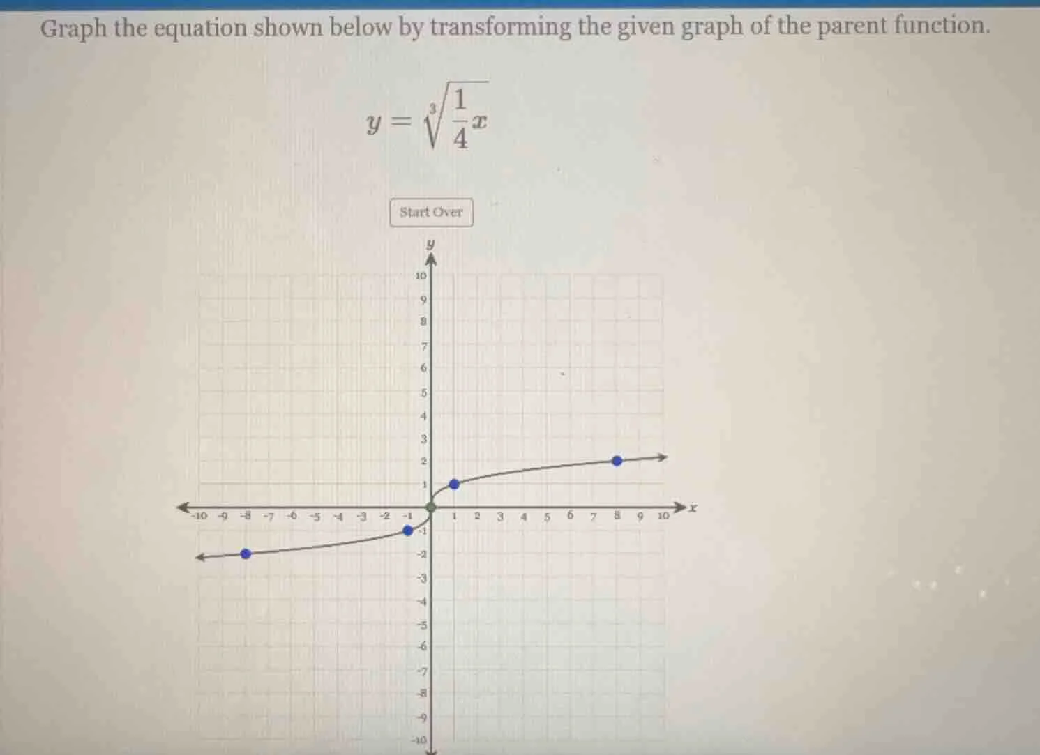 graph the equation shown below by transforming the given graph of the p…