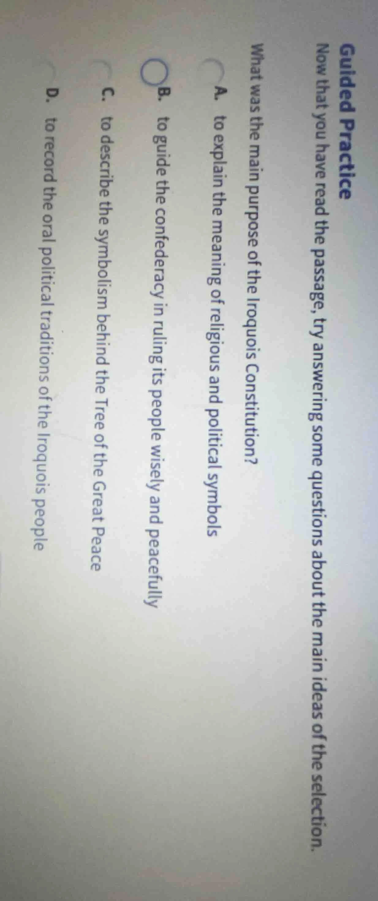 guided practice now that you have read the passage, try answering some …